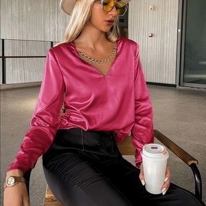 Pink satin top
